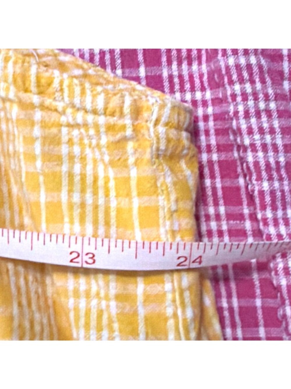 Quizz New York Womens Sleeveless Plaid Button-Down Shirts In Yellow Pink & Green - Picture 3 of 5